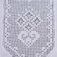 Häkelspitze Häkelgardine Panneaux Meterware Herz und Raute mit Schlaufen weiß 35cm Höhe