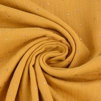 Bekleidungsstoff Double Gauze Musselin Punkte ocker gelb gold 1.4m
