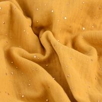 Bekleidungsstoff Double Gauze Musselin Punkte ocker gelb gold 1.4m