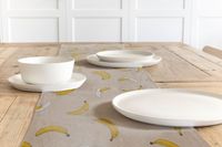 Dekostoff Halbpanama Leinenlook Bananen natur gelb 1.40m Breite