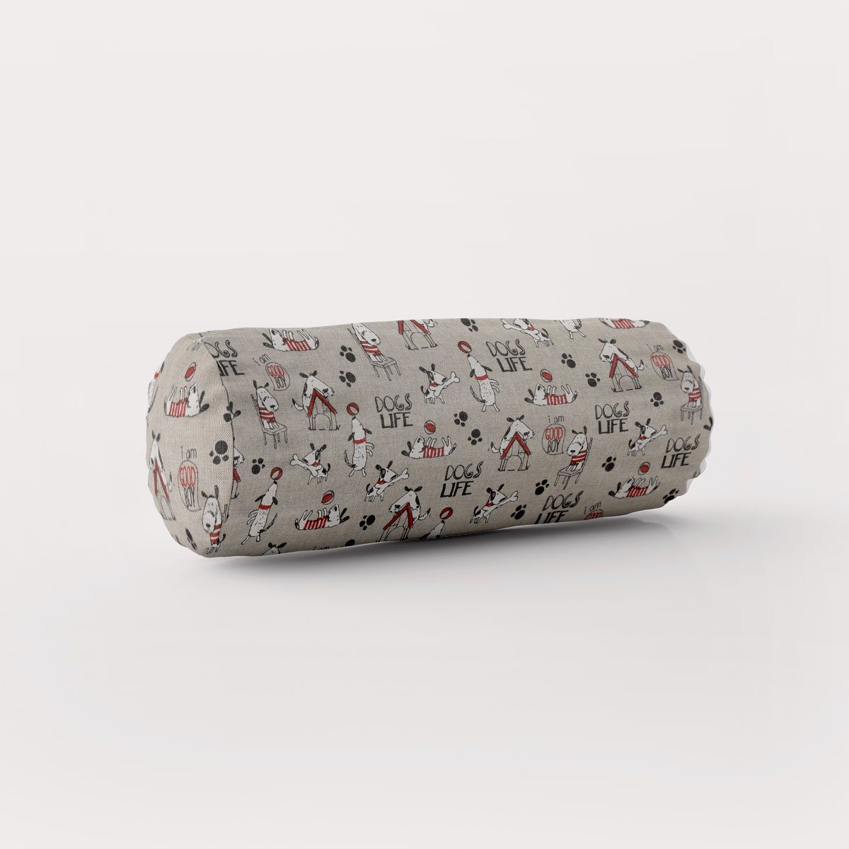 Dekostoff Leinenlook Hunde Dackel Dogs Life natur weiß rot 1.40m
