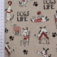 60247-Gardinenstoff-Stoff-Dekostoff-Halbpanama-Hunde-Dogs-Life-natur-weiss-rot-1-40m-Breite-KW30-73697Capture0197.jpg Dekostoff Leinenlook Hunde Dackel Dogs Life natur weiß rot 1.40m