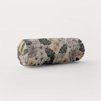 Dekostoff Leinenlook Blätter Leopard Dschungel natur grün gelb 1.40m