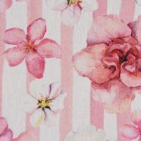 Dekostoff Digitaldruck Blumen Blüten Streifen rosa weiß 1.40m