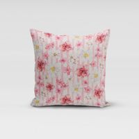 Dekostoff Digitaldruck Blumen Blüten Streifen rosa weiß 1.40m