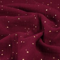 Bekleidungsstoff Double Gauze Musselin Punkte dunkelrot gold 1.4m
