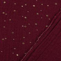 Bekleidungsstoff Double Gauze Musselin Punkte dunkelrot gold 1.4m
