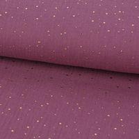 Bekleidungsstoff Double Gauze Musselin Punkte beere gold 1.4m Breite