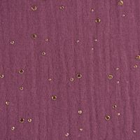 Bekleidungsstoff Double Gauze Musselin Punkte beere gold 1.4m Breite