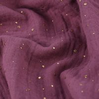 Bekleidungsstoff Double Gauze Musselin Punkte beere gold 1.4m Breite