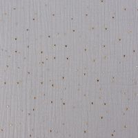 Bekleidungsstoff Double Gauze Musselin Punkte hellgrau gold 1.4m