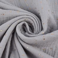 Bekleidungsstoff Double Gauze Musselin Punkte hellgrau gold 1.4m