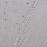 Bekleidungsstoff Double Gauze Musselin Punkte hellgrau gold 1.4m