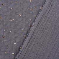 Bekleidungsstoff Double Gauze Musselin Punkte grau gold 1.4m Breite