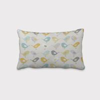 SCHÖNER LEBEN. Kissenhülle Fryett`s Birds Vögel beige grau mint senf