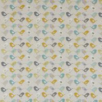 SCHÖNER LEBEN. Tischdecke Fryett`s Birds Vögel beige grau mint senf