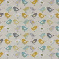 SCHÖNER LEBEN. Tischdecke Fryett`s Birds Vögel beige grau mint senf