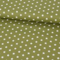 Baumwollstoff Sterne ca. 1x1cm oliv grün weiß 1.40m Breite