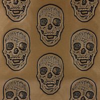 Kunstleder Lederimitat Relief Totenkopf metallic gold schwarz 1.4m