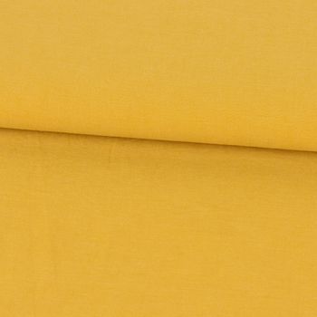 Bekleidungsstoff Sorona Leinen Stretch uni ocker gelb 1.34m Breite