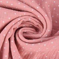 Bekleidungsstoff Double Gauze Windelstoff Punkte rosa weiß 1.30m