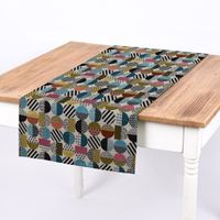 Dekostoff Jacquard geometrisch Kreise weiß schwarz bunt 1.5m Breite
