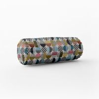 Dekostoff Jacquard geometrisch Kreise weiß schwarz bunt 1.5m Breite