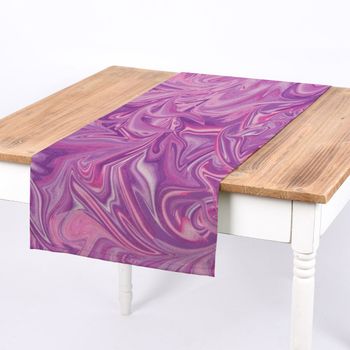 SCHÖNER LEBEN. Tischläufer Digitaldruck Retro Batik lila pink