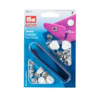 Prym Jersey Druckknöpfe glatte Kappe Messing Ø12mm weiß 6 Stück