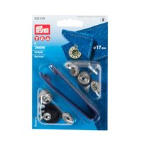 Prym Jeans Druckknöpfe Sterne offen Messing Ø17mm altmessing-mattweißfarben 6 Stück