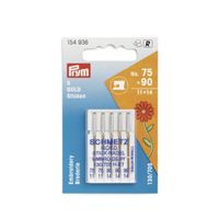Prym Nähmaschinennadeln 130/705 GOLD Sticken No. 75+90 5 Stück