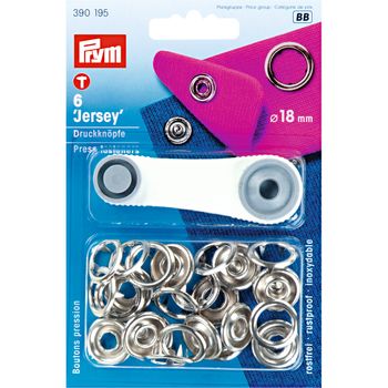 Prym Jersey Druckknöpfe Ring offen Messing Ø18mm silberfarbig 6 Stück