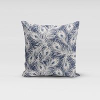 Clarke & Clarke DekostoffFedern Pfau dunkelblau weiß blau 138cm