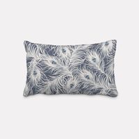 Clarke & Clarke DekostoffFedern Pfau dunkelblau weiß blau 138cm