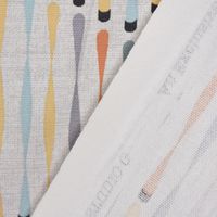 Dekostoffgeometrisch Stäbchen beige blau gelb orange grau 138cm