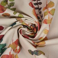 Dekostoff Baumwolle Ranken Blätter Aquarell beige terrakotta grün ro