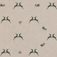 Dekostoff Halbpanama Leinenlook Hirsch Edelweiß natur grün 1.40m