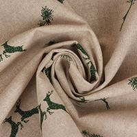 Dekostoff Halbpanama Leinenlook Hirsch Edelweiß natur grün