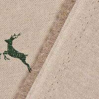 Dekostoff Halbpanama Leinenlook Hirsch Edelweiß natur grün 1.40m