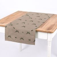 Dekostoff Halbpanama Leinenlook Hirsch Edelweiß natur grün 1.40m