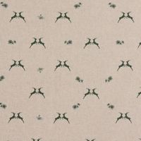 Dekostoff Halbpanama Leinenlook Hirsch Edelweiß natur grün 1.40m
