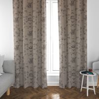 Dekostoff Halbpanama Leinenlook Engel Rosen Vogel natur schwarz 1.40m