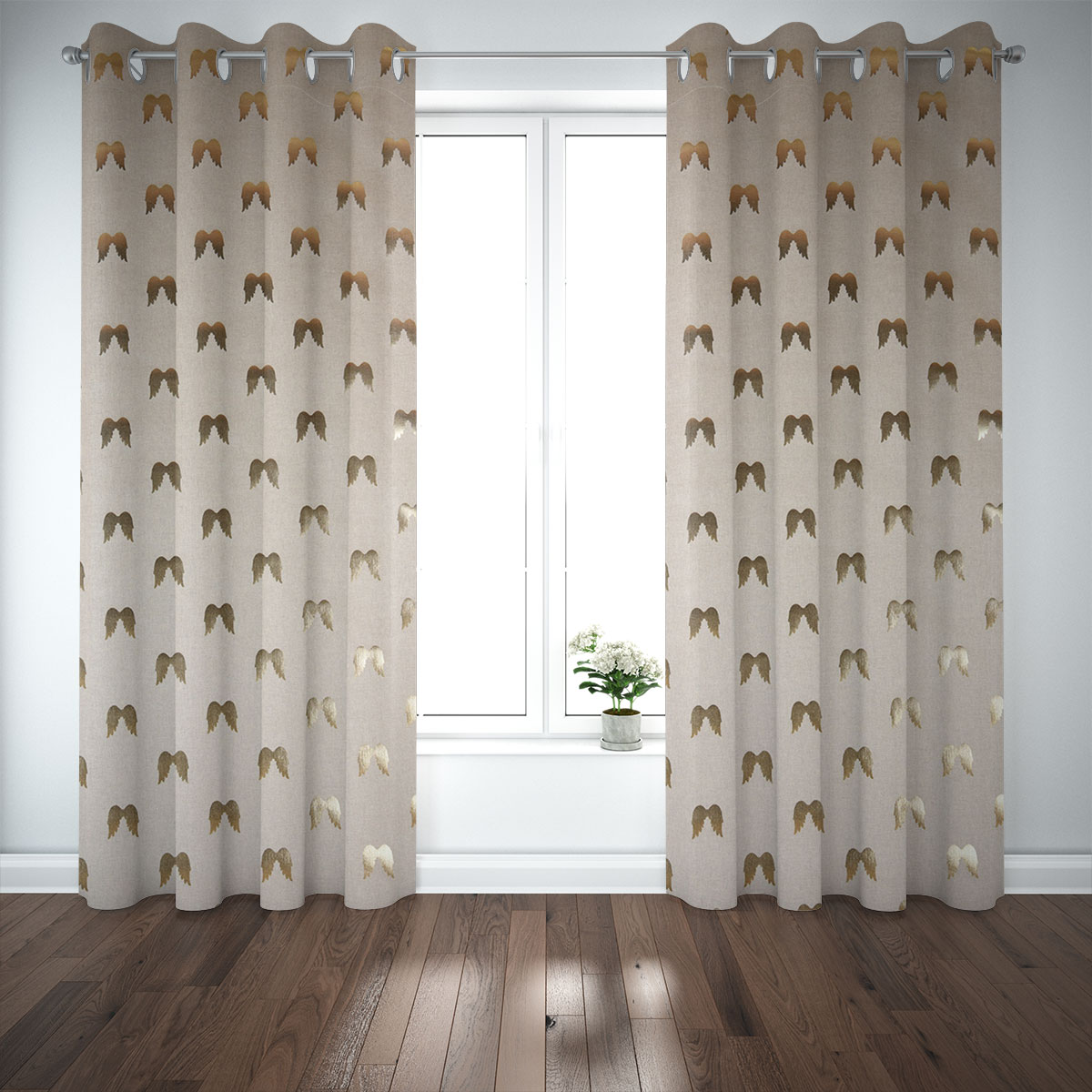 61425-Dekostoff-Baumwollstoff-Halbpanama-Engelsfluegel-natur-gold-metallic-1-40m-Breite-KW39-79630Capture0153Vorhang3.jpg Dekostoff Metallikdruck Engelsflügel natur gold metallic 1.40m