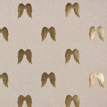 Dekostoff Metallikdruck Engelsflügel natur gold metallic 1.40m