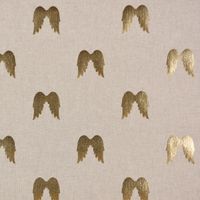 Dekostoff Metallikdruck Engelsflügel natur gold metallic 1.40m