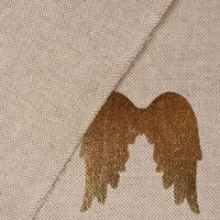 Dekostoff Metallikdruck Engelsflügel natur gold metallic 1.40m