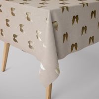 Dekostoff Metallikdruck Engelsflügel natur gold metallic 1.40m