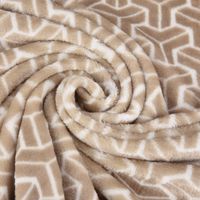 Wellness Fleece Geometrisch weiß beige 1.5m Breite