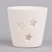 Creativ Company Teelichthalter mit ausgestanzten Sternen Terrakotta weiß 7x6.5cm
