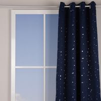 Verdunklungsgardine mit Ösenaufhängung dunkelblau mit silberfarbigen Sternchen 135x225cm